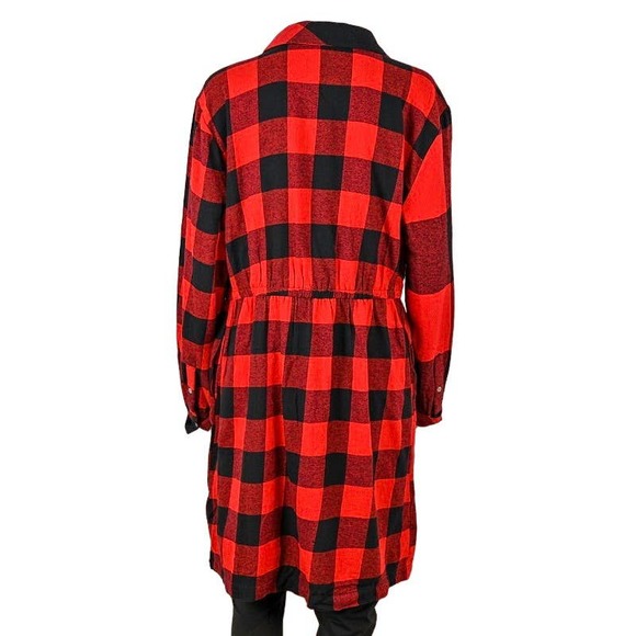 Plaid Flannel Shirtdress Size L Red/Black NWT Style & Co - Picture 3 of 5
